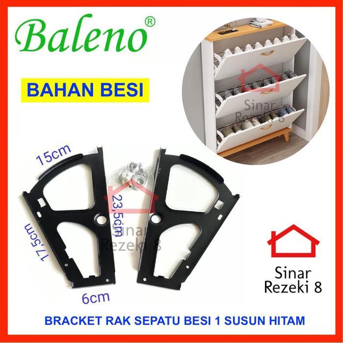 Rak Sepatu 1 Susun HITAM BESI / Bracket Fitting Engsel Lemari Putar .