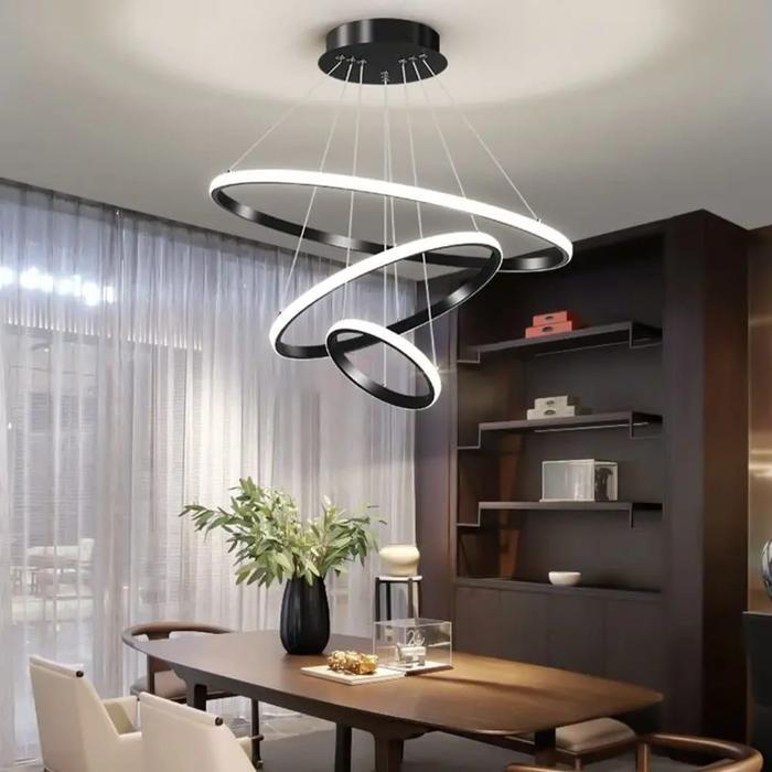 Lampu Gantung Ruang Tamu Ring 3 Warna Mewah & Elegan / Lampu gantung Ruang Tamu Kamar Tidur Kantor