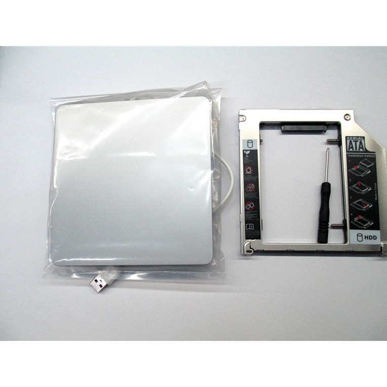 Super slim USB2.0 slot-in DVDDRW Kit USB DVD Case and 15" 17" HDD SSD Optibay Adapter 2nd Caddy for