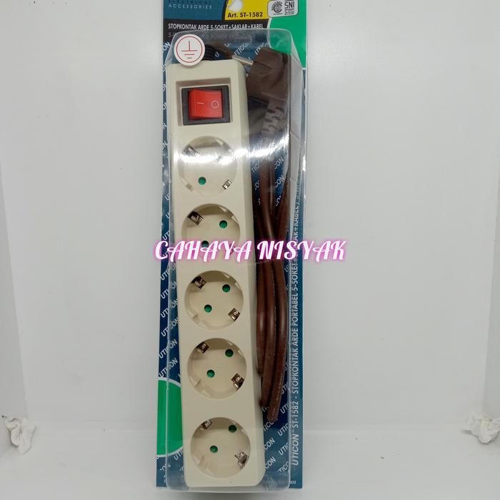 STOPKONTAK UTICON 5 Lubang + Saklar (1,5meter) UTICON ST-1582