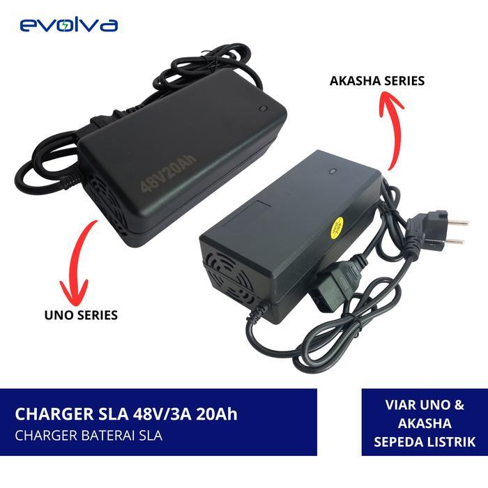 Evolva - Charger Baterai Sla Sepeda Listrik Viar [48V/3A] Untuk Viar Akasha & Uno