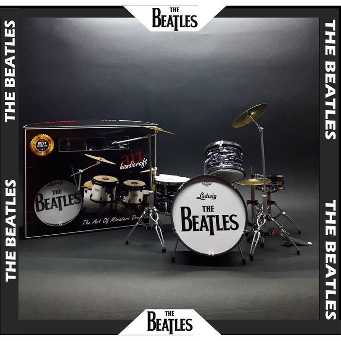 HOT SALE THE BEATLES MINIATUR DRUM SET HIASAN STAINLESS MIKA PLASTIK PEDAL KURSI STIK DRUM