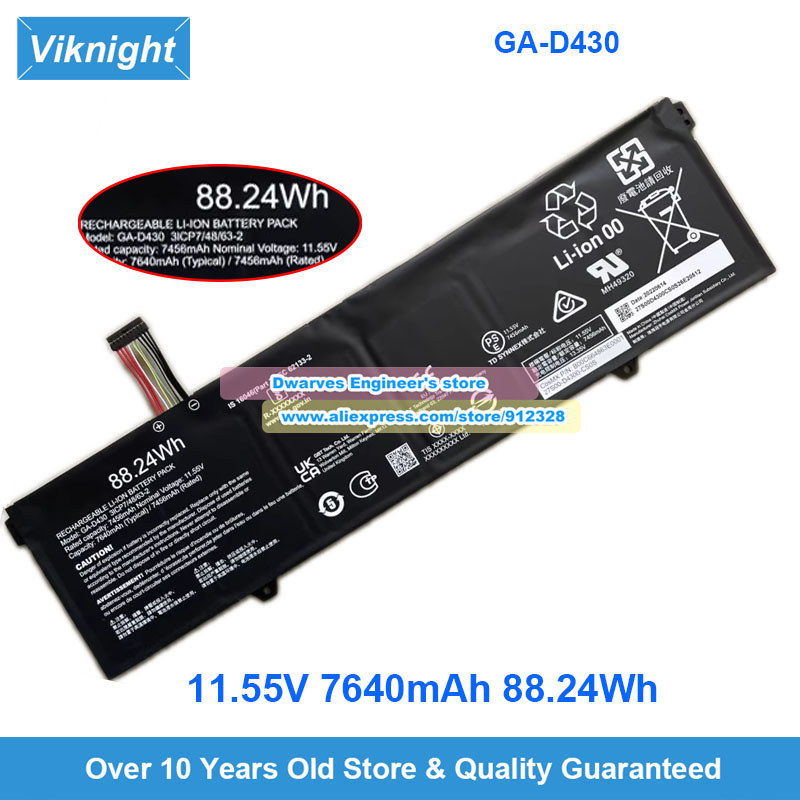 GA-D430 Battery 11.55V 7640mAh 88.24Wh for for Gigabyte AERO 16 OLED BSF Laptop Battery