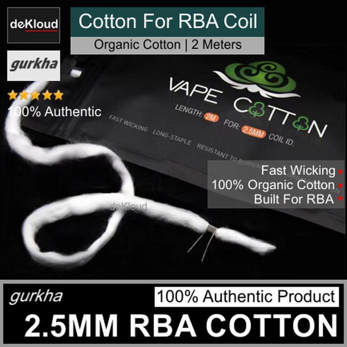 Authentic Gurkha Strip Cotton for RBA Coil 2.5mm 2.5 2,5 kapas coil natural organik cotton dekloud *
