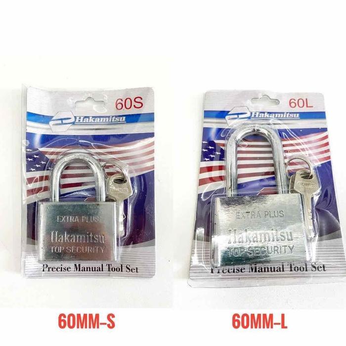 "New" Gembok Putih 60mm Leher Panjang/pendek Chrome Gembok HAKAMITSU Murah