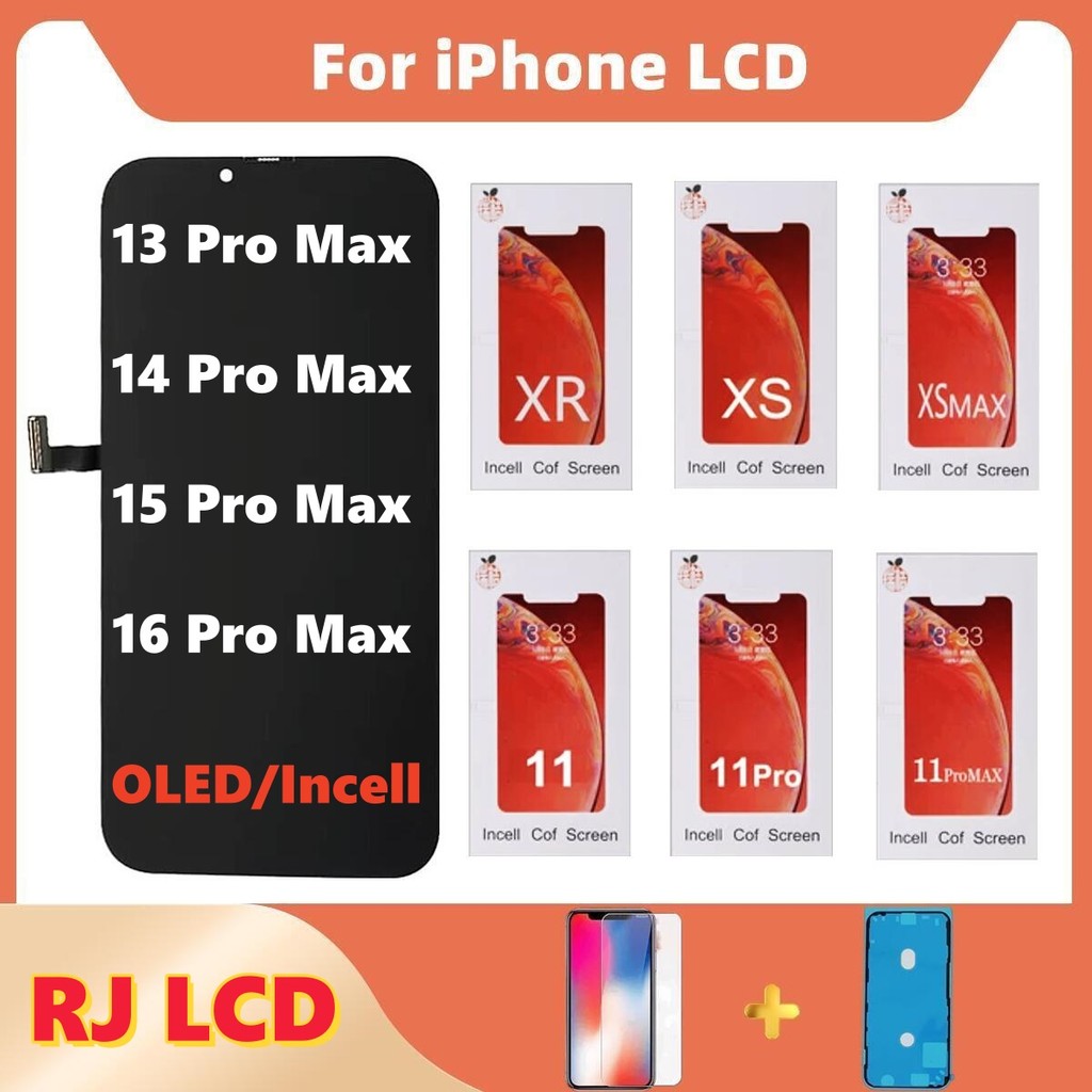 RJ Digitizer Touch Screen Display LCD For iPhone X XR XS 11 12 13 14 15 16 17 Pro Max Plus Mini Air