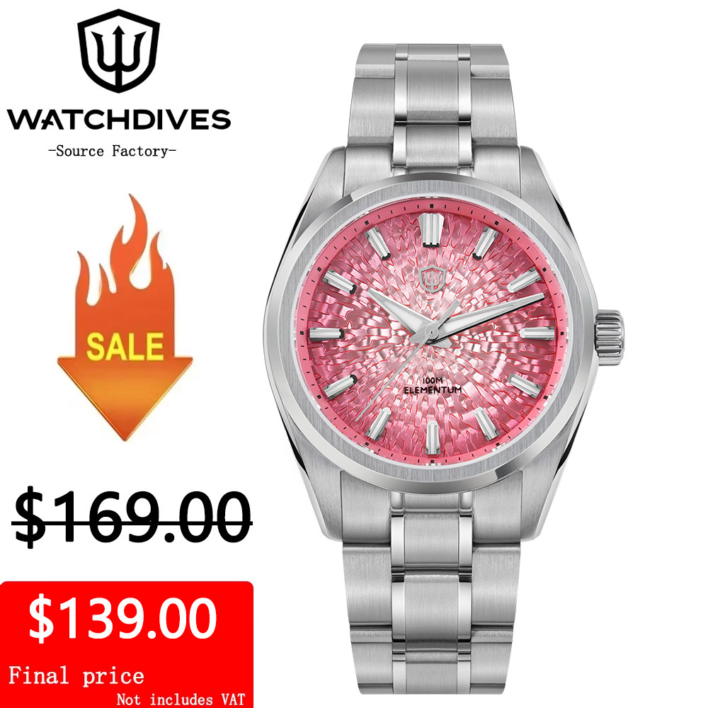 Watchdives WD0003C 38mm Watch VH31 Sweep Seconds Quartz Movement Stainless Steel Watch Elementum