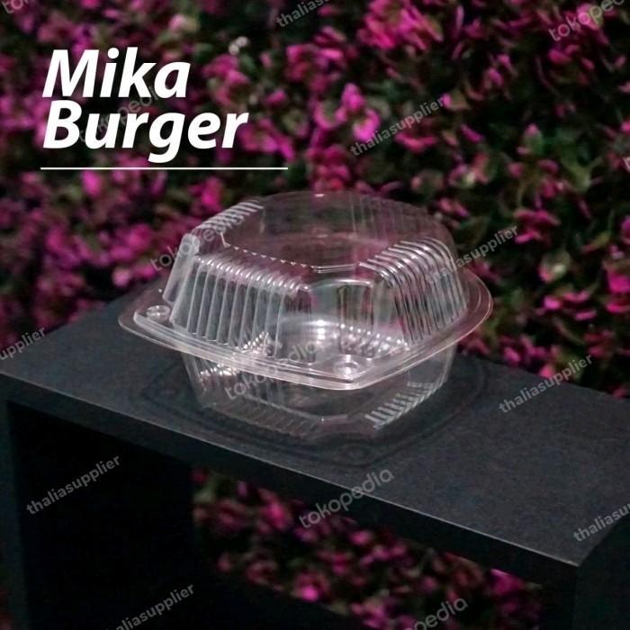 Mika Burger Plastik Polos Tanpa Motif 50Pcs, Mika Roti Burger Bulat