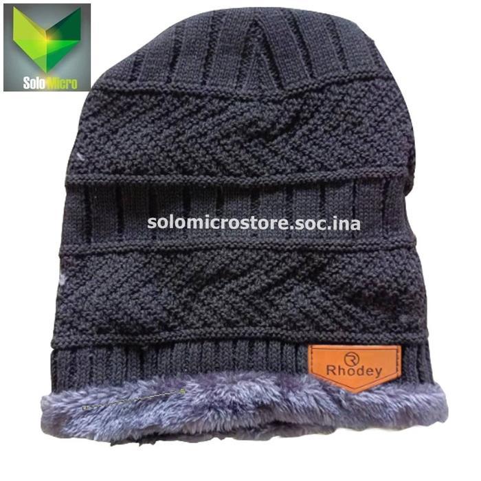 Topi Cupluk Gunung Pria Wanita Rhodey Kupluk Rajut Beanie Hitam