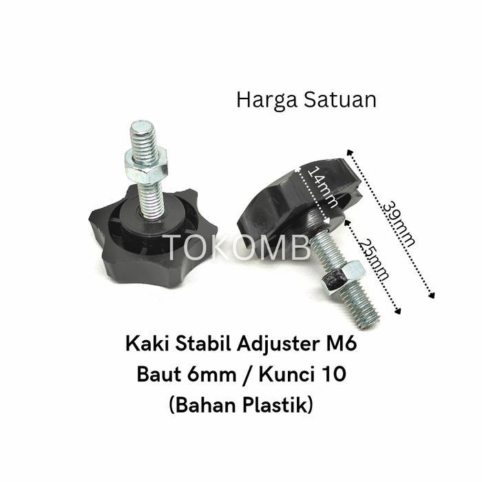 Kaki Stabil Adjuster M6 Bahan Plastik / Kaki Stabil Meja