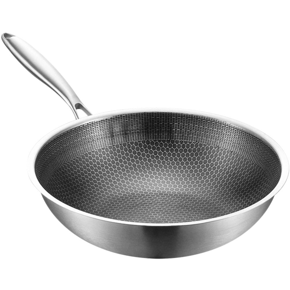 Stainless Steel Wok Griddle No-stick Pan for Stoves Frying Restaurant Cookware Accessories Kitchen