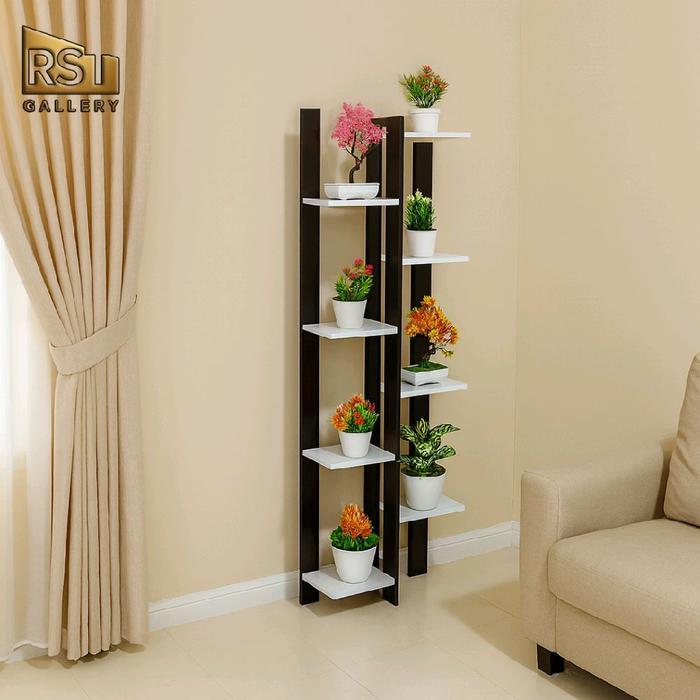 RST Rak Bunga Kayu Minimalis 120cm/Hiasan Dekorasi Rumah Minimalis/Rak pojok lantai
