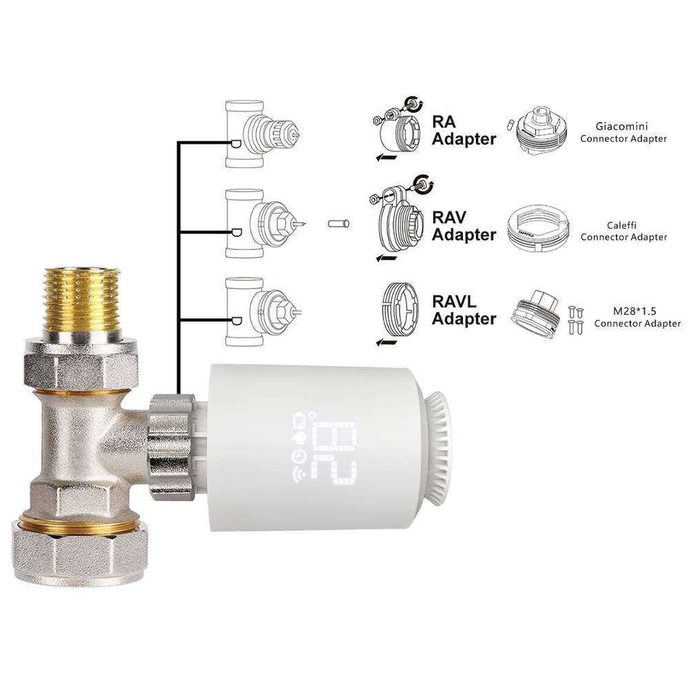 Tuya Zigbee 3.0 Thermostatic Valve Radiator Actuator Valve Zigbee Thermostatic Radiator Valve Head