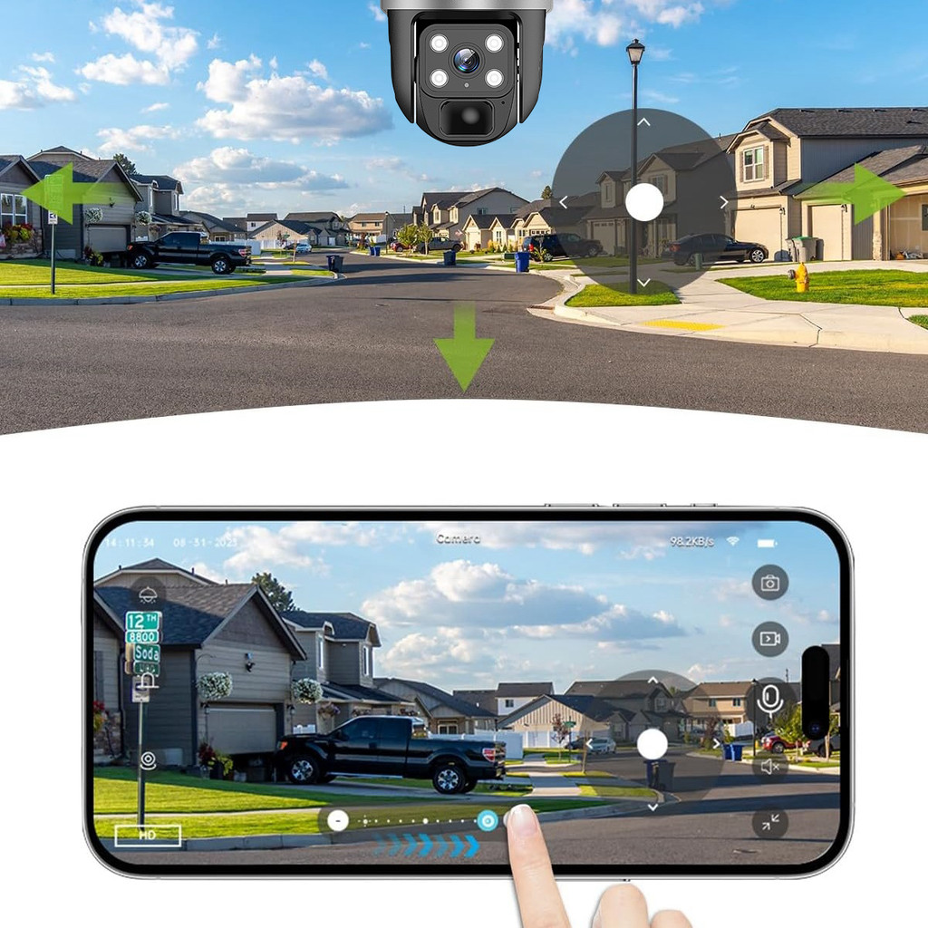 WIFI 4G SIM Card Solar Camera CCTV 6K 12MP HD Triple Screen Auto Tracking PTZ Outdoor Security Night