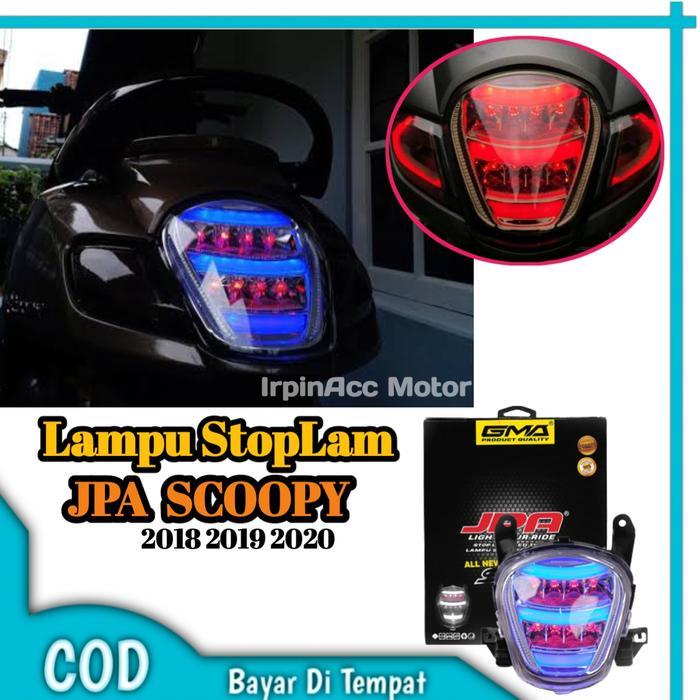 Terbaru Lampu Stop Led Jpa Scoopy Fi New 2018_Led Merah Full-Biru