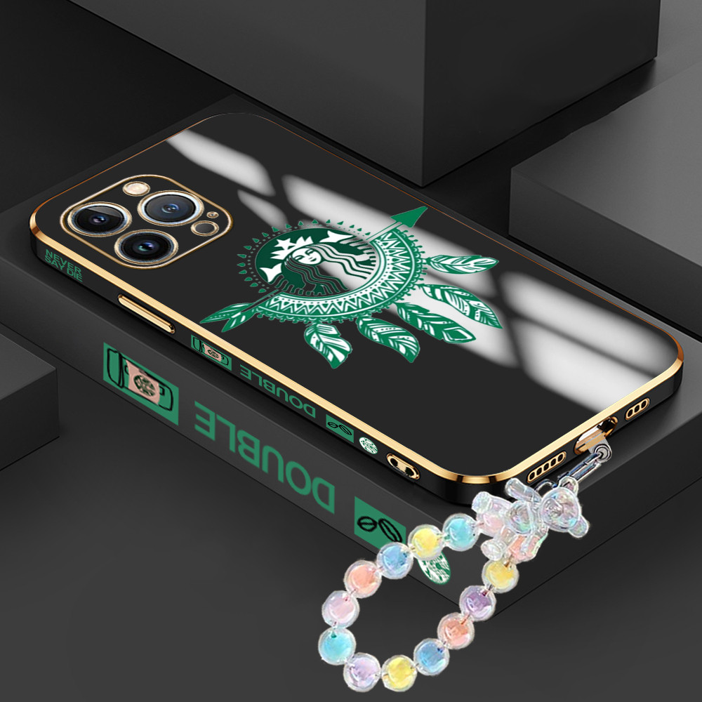 [Pengiriman Jakarta] Apple iPhone 12 13 14 15 Pro Max Mini Plus Casing Ponsel Pola Desain Starbucks 