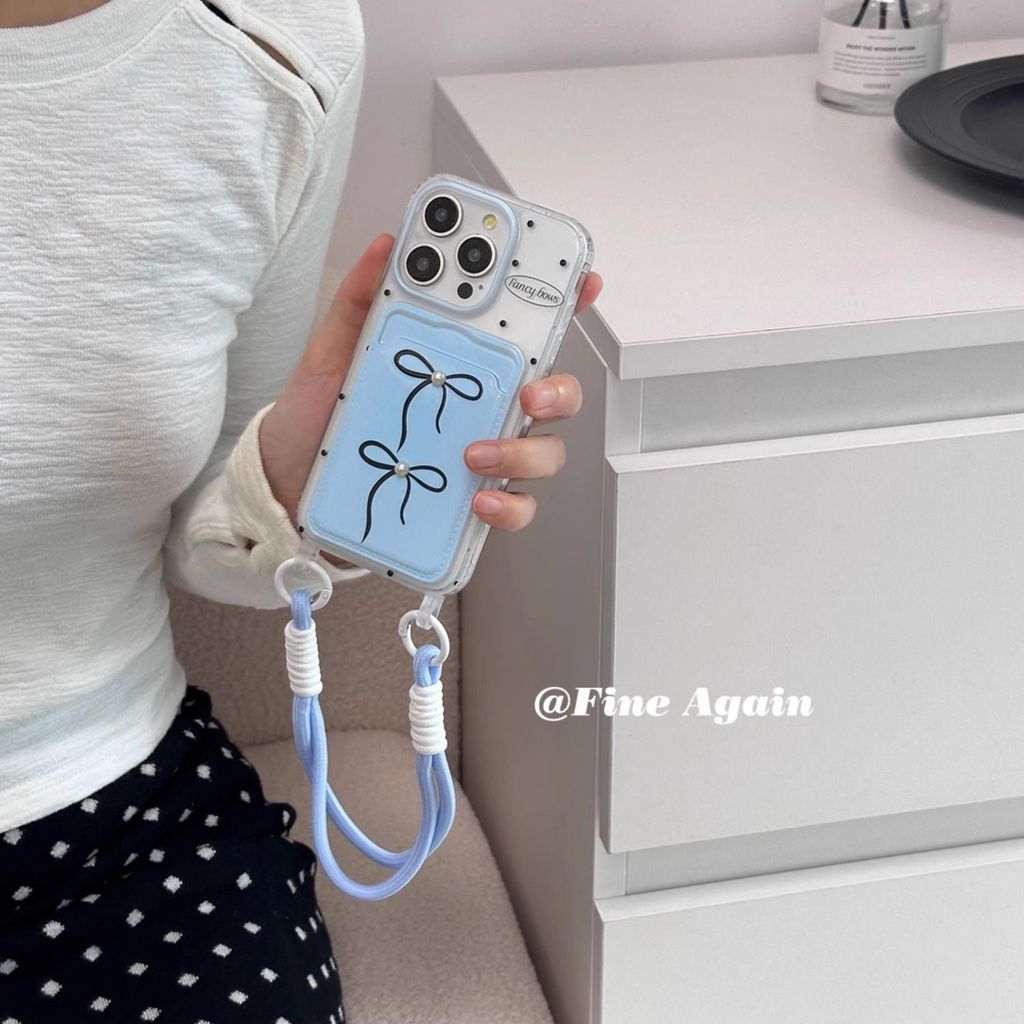 Blue Aesthetic Ribbon Girl Kotak-Kotak Casing Infinix 8 Pro Note 50 10 Plus 60I Hot 60 Smart 9 50I 4