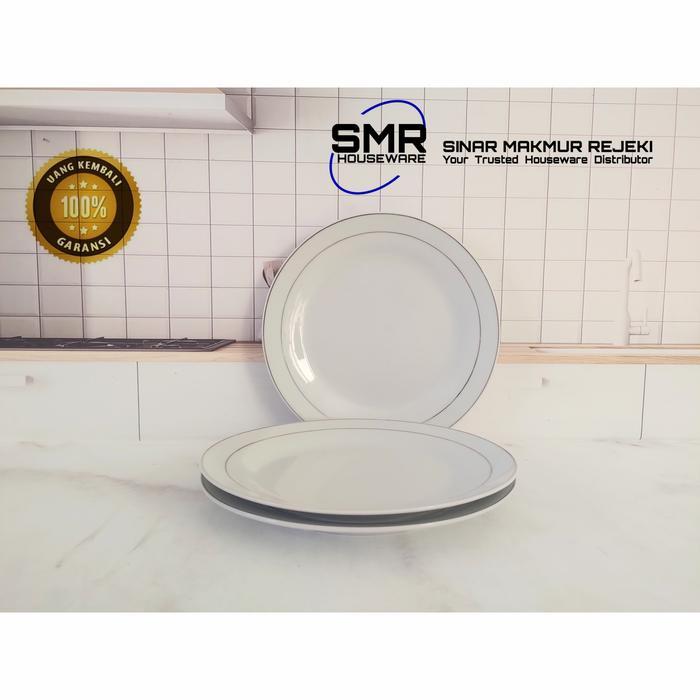 PIRING MAKAN KERAMIK CEPER LIST EMAS JM UKURAN 9 INCH PORSELEN