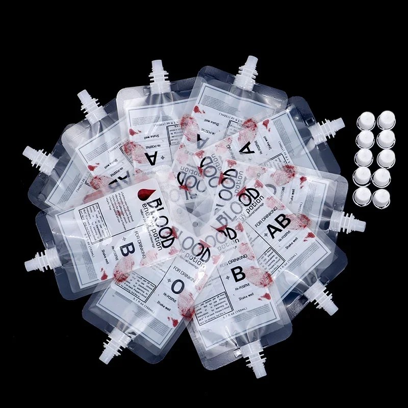 10Pcs Halloween Cosplay Drink Container Vampire Blood Pouch Pro Zombie Beverage Drinks Bags Food