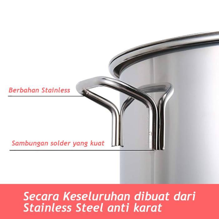Dandang Panci Jumbo Tebal Stainless Steel 304 Panci Stockpot Tebal Panci Bakso Panci Kukus