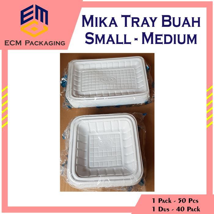 MIKA tray buah GLX Small Medium 50pcs Mika Plastik Alas Buah Mika Tray Putih Alas Sayur