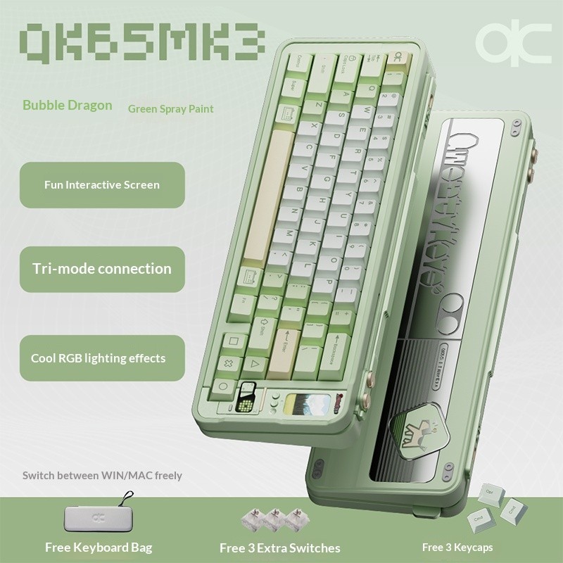 QK65MK3 Custom Mechanical Keyboard 65% Tri-Mode Wireless Gasket Mount Hot-Swappable PBT Dye-Sub