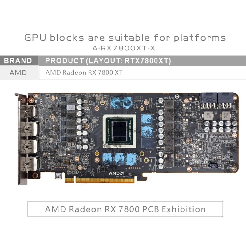 Bykski A-RX7800XT-X GPU Block for AMD Radeon RX7800XT Reference Edition Video Card Water Cooling /