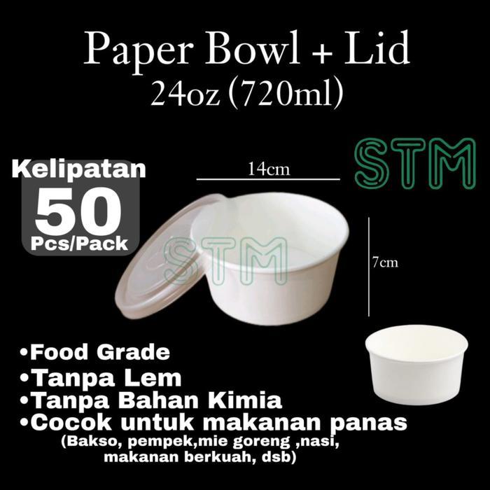 Paper Bowl 24oz 720ml/Mangkok Kertas Cool&Hot/Take Away Bowl Mangkok