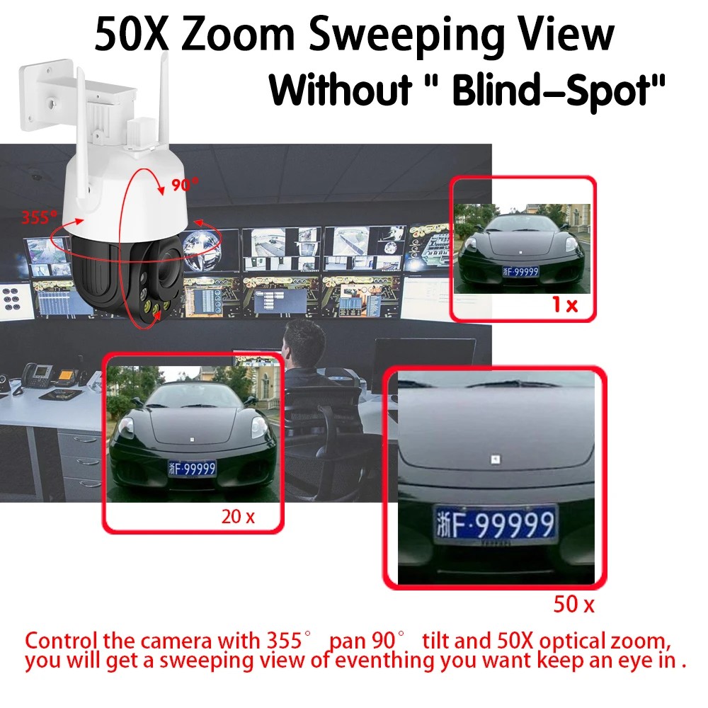 ICSEE 30X 50x Zoom 5MP WiFi PTZ Security Camera Outdoor Humam Detection Wireless CCTV Video