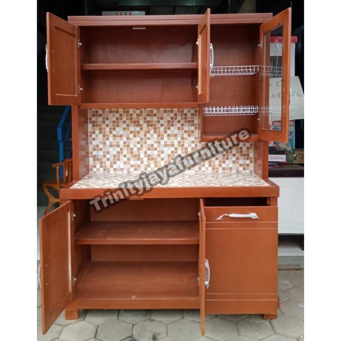 Lemari Sayur 3 Pintu Coklat Kayu Teack /trinityjayafurniture
