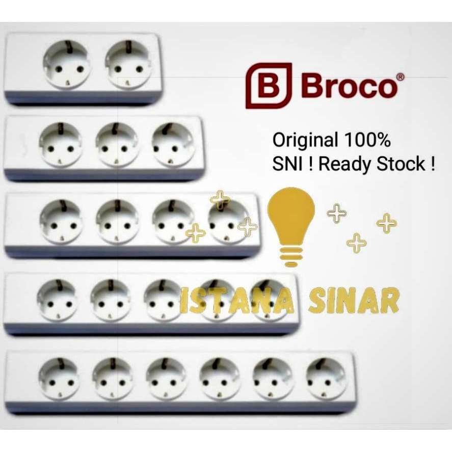 Adaa Stop Kontak Broco 1 2 3 4 5 6 Lubang / Terminal / Colokan Listrik Broco / Colokan Kuningan Sni