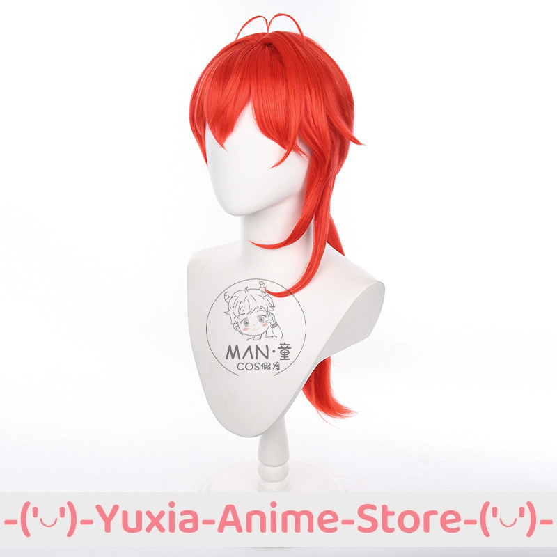 GENSHIN IMPACT DILUC COSPLAY WIG ANIME GAME ROLEPLAY PARTY COSTUME PROP SYNTHETIC HAIR HEAT