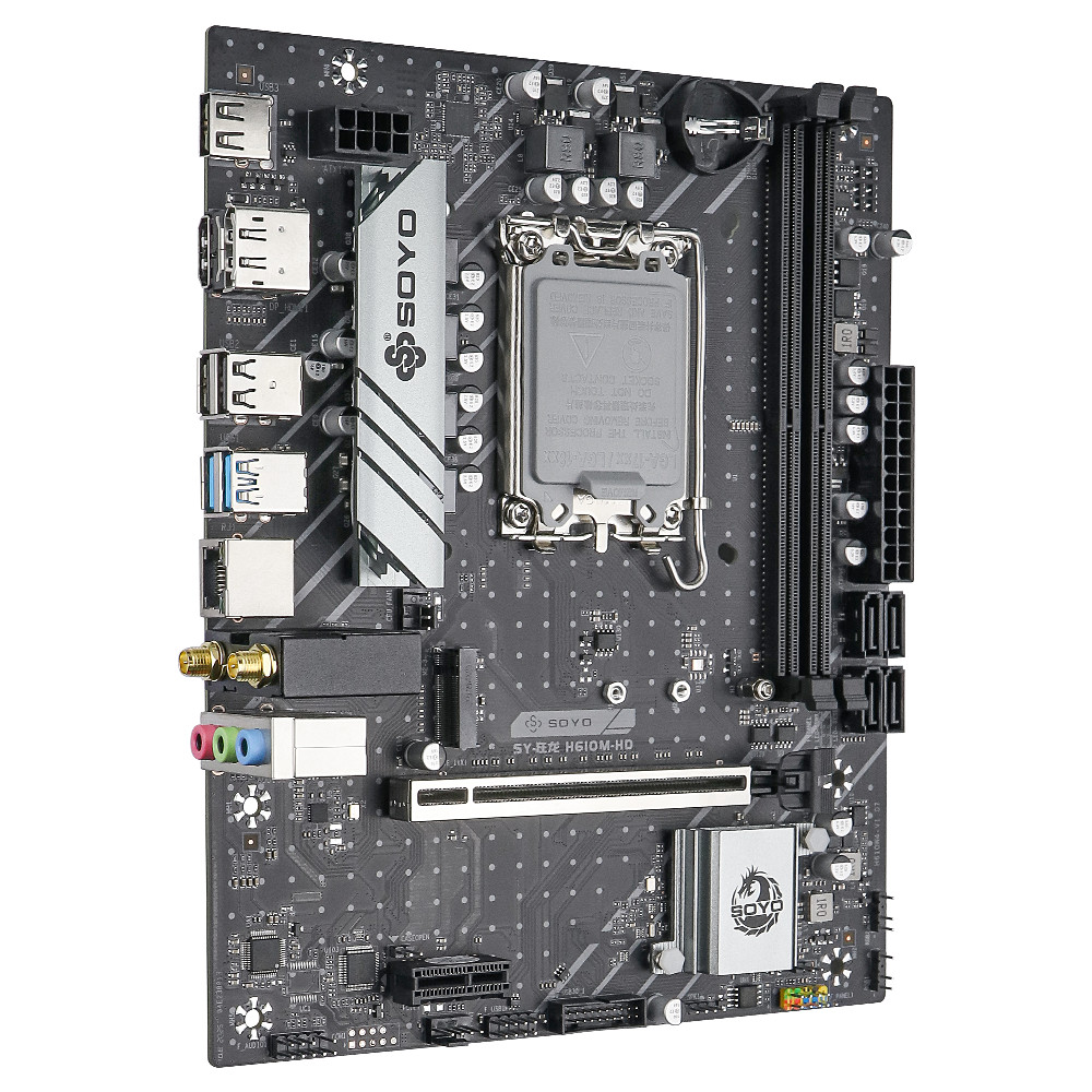 SOYO Motherboard Set H610M LGA1700 with Intel CPU i3 12100F DDR4 (8G*2) 16GB 3200MHz Desktop