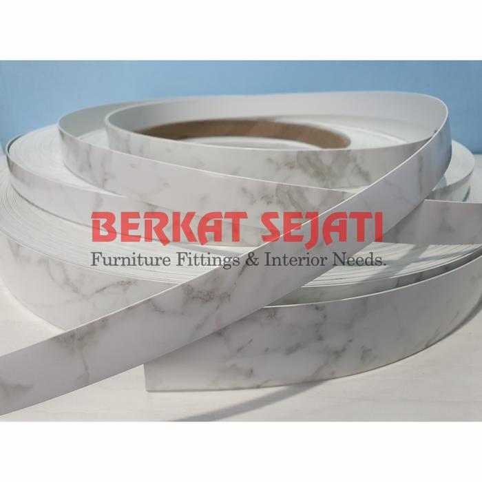 Edging Hpl Aica Taco WHITE MARBLE GLOSSY / MARMER PUTIH KILAP 43mm x 1mm .