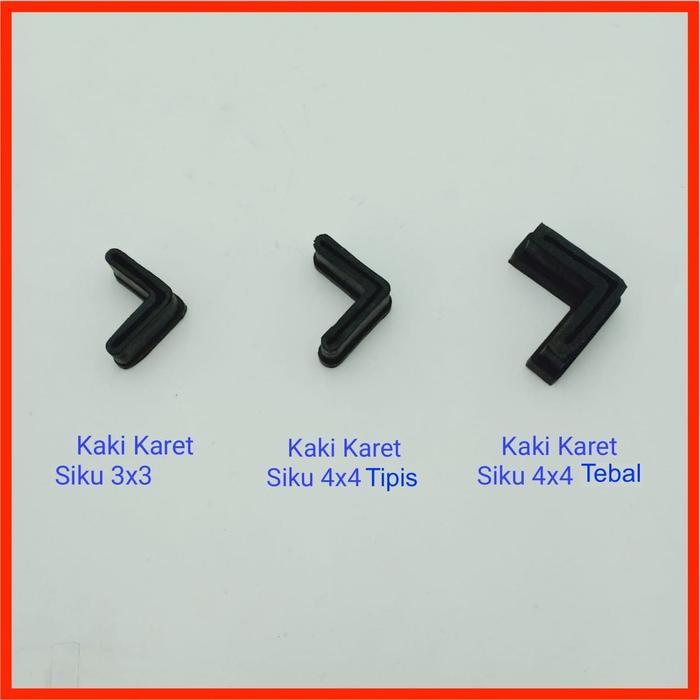 Kaki Karet Rak Besi Siku Lubang 4 x 4 cm TEBAL .