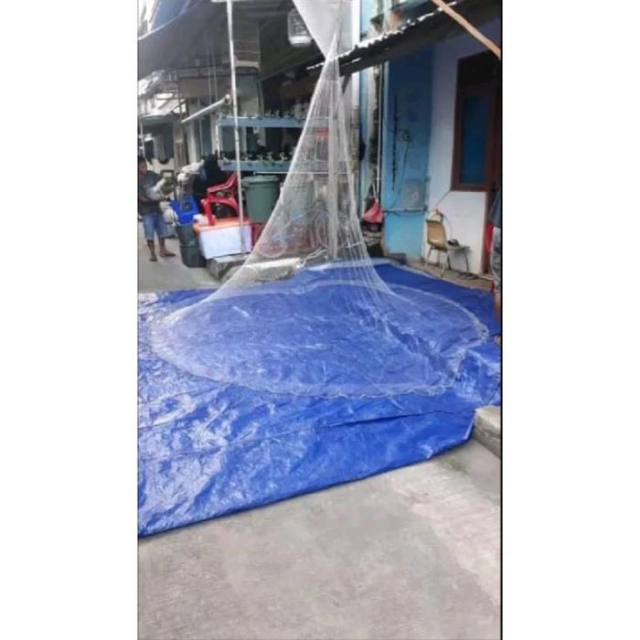Jala Lempar, Jala ikan, jala udang 2,5 meter bahan senar lubang jari kelingking pemberat timah,