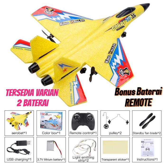 TERBARU Pesawat Terbang Remote Control Led Pesawat Glider Airplane Foam SU35 Pesawat Termurah