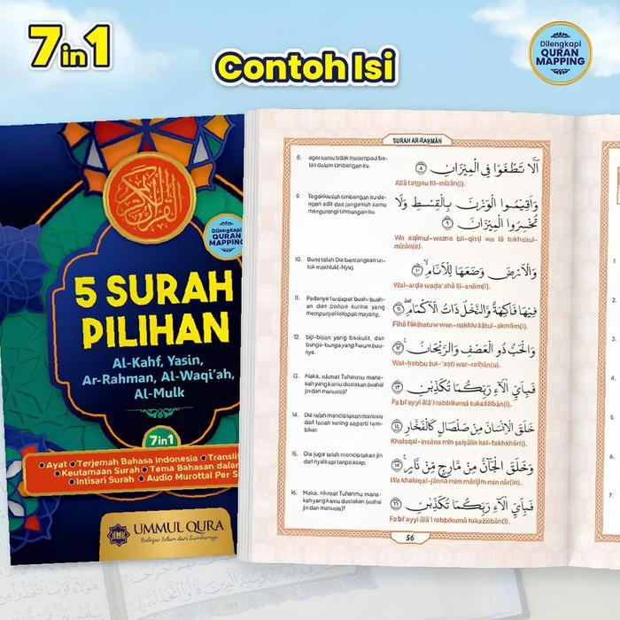 Buku 5 Surat Pilihan (Al-Kahfi, Yasin, Al-Mulk, Ar-Rahman, Al-Waqiah) Lengkap Audio & Qur'An Mapping