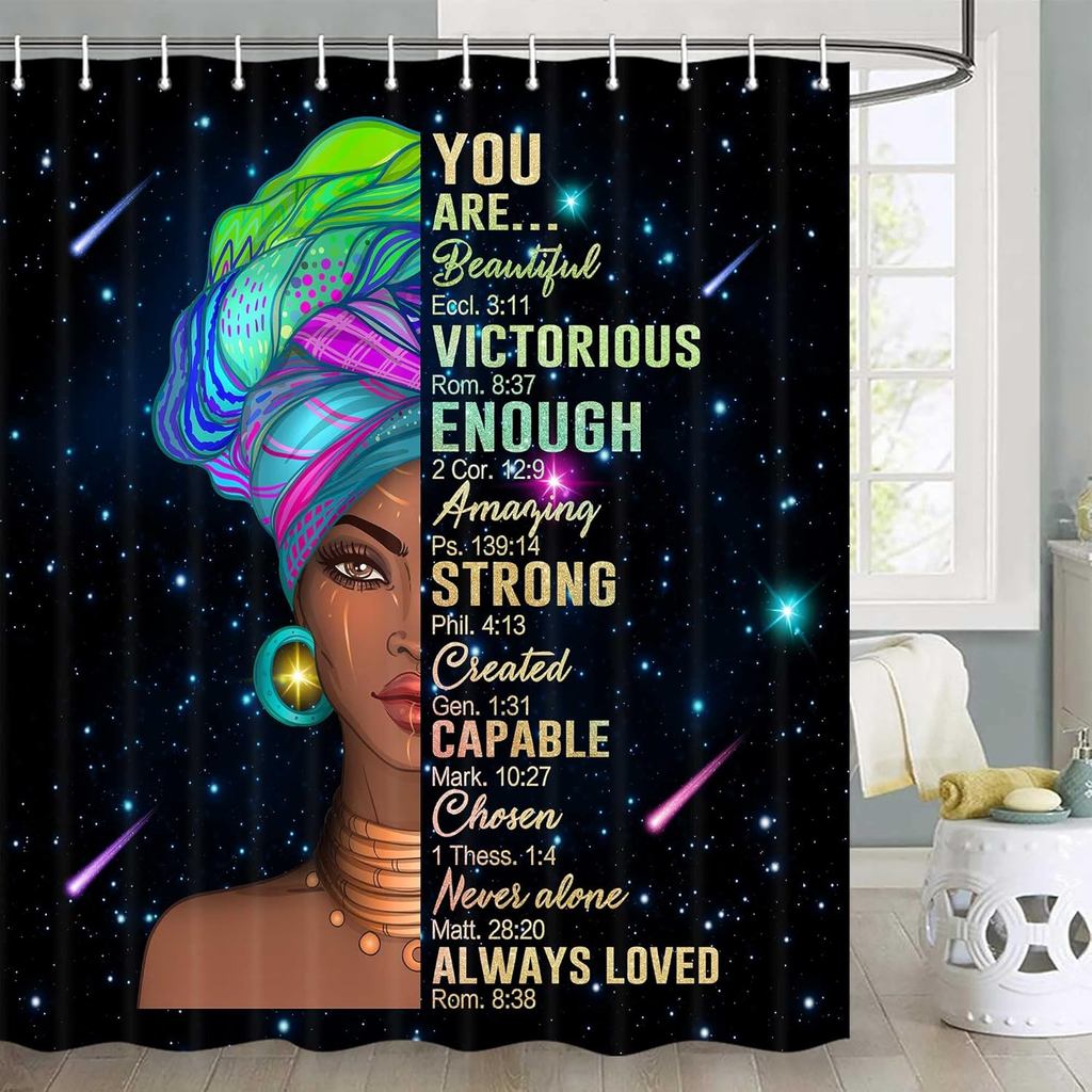 Black Girl Shower Curtain, African American Shower Curtain African Women Positive Shower Curtain for