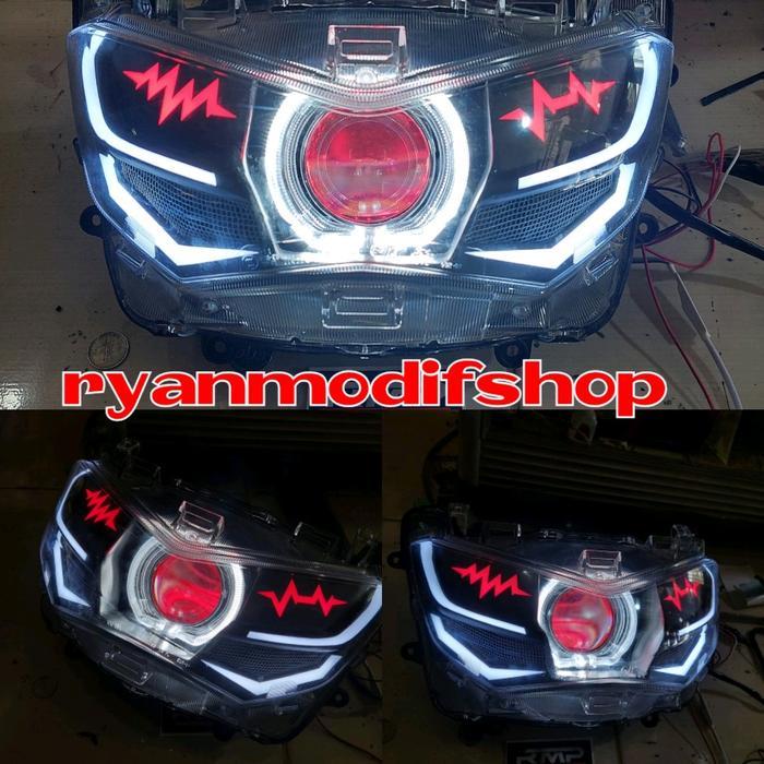 headlamp nmax New custume biled - putih merah