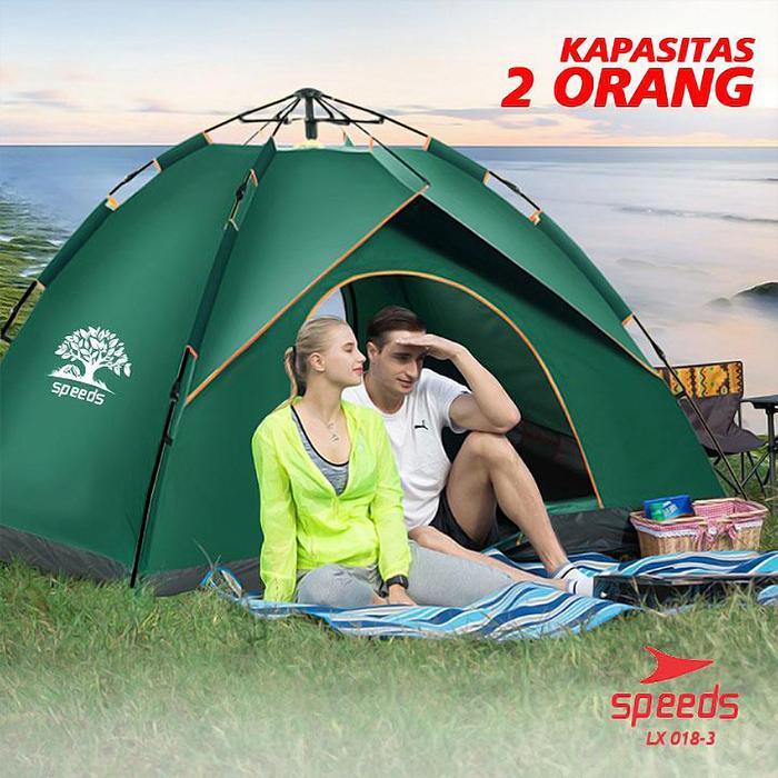 Speeds Tenda Camping 2 Orang Tenda Lipat Bahan Parasut Anti Hujan Outdoor 018-3