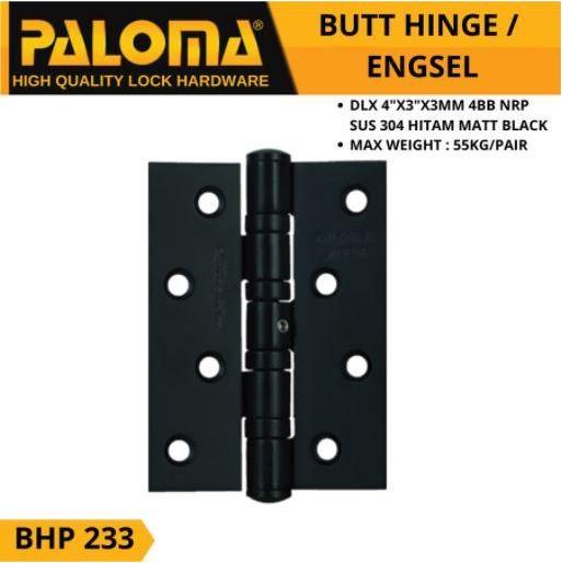 PALOMA BHP 233 ENGSEL PINTU 4 INCH 3MM ENGSEL JENDELA MATTE BLACK SSS