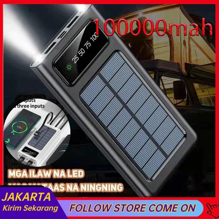 Diskon 50000/100000 Mah Powerbank Robot Power Bank Solar Cell Tenaga Surya Portable Led Indikator