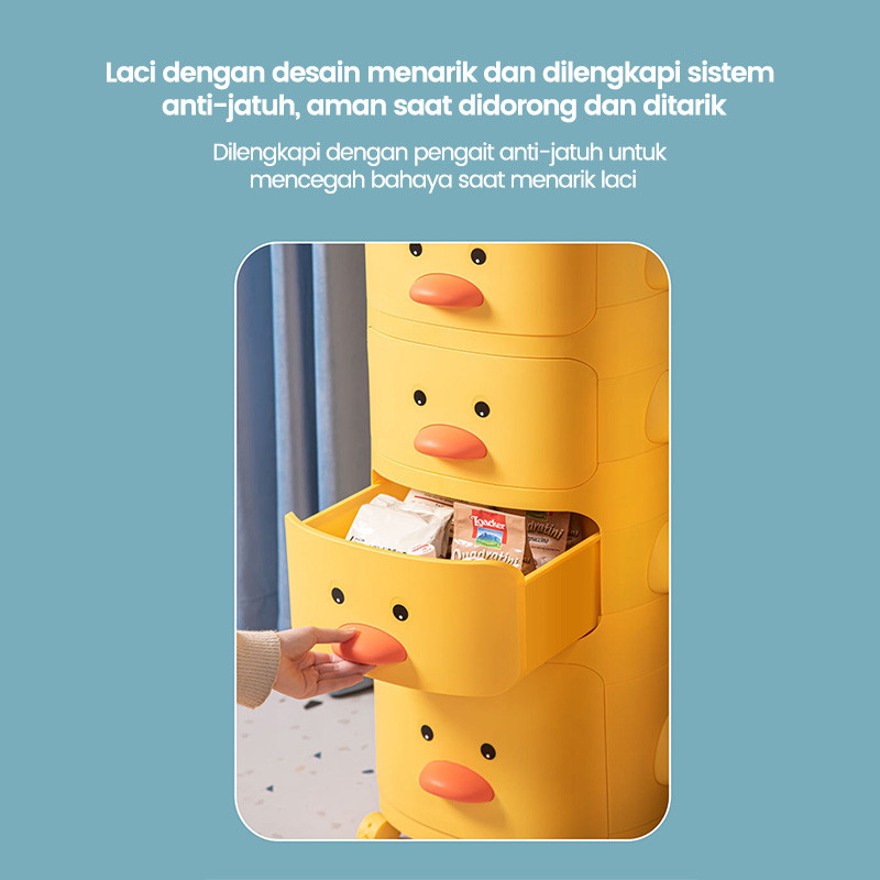 Loker Lemari Plastik Duck Bebek Rak Serbaguna Rak Mainan Rak Baju Anak/Kabinet Laci Plastik/Laci