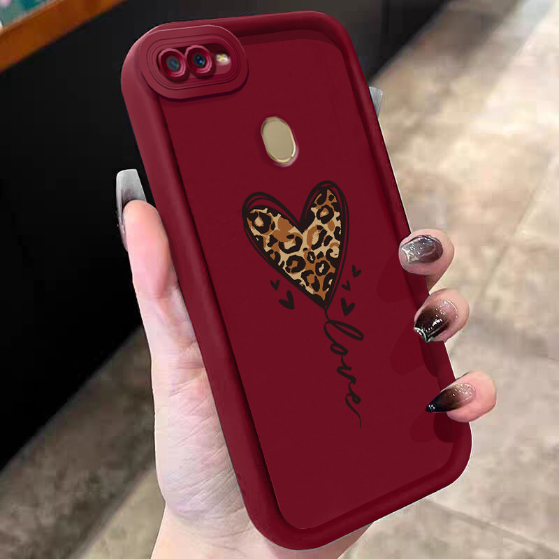 Casing Hp untuk OPPO A7 A5s A12 A12s A11K Case Hati motif macan tutul Kasing silikon Cesing modern S