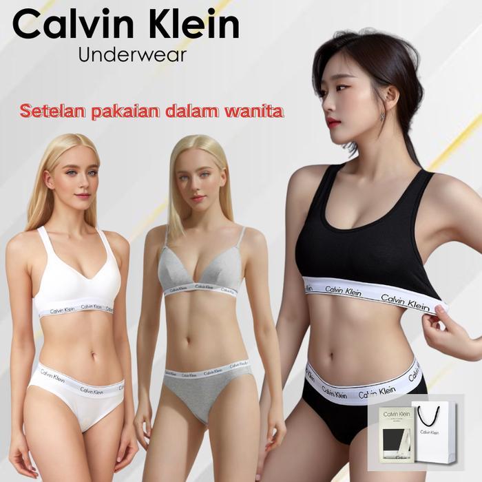 Calvin Klein Underwear Set Pakaian Dalam Wanita Calvin Klein Asli - Bra Olahraga Tanpa Kawat dan