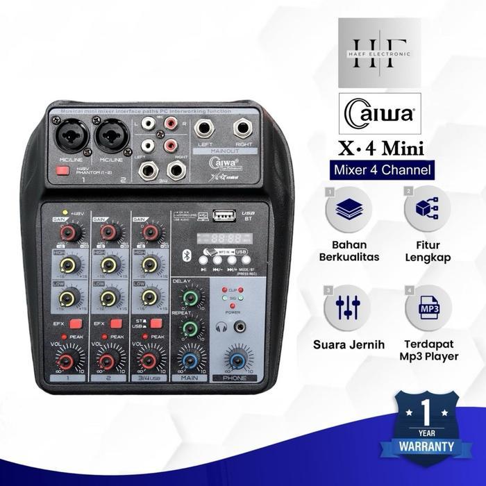 Mixer CAIWA X-4 Mini 4 Channel Mixer Audio Professional Fitur Lengkap HF_ELECTRONIC