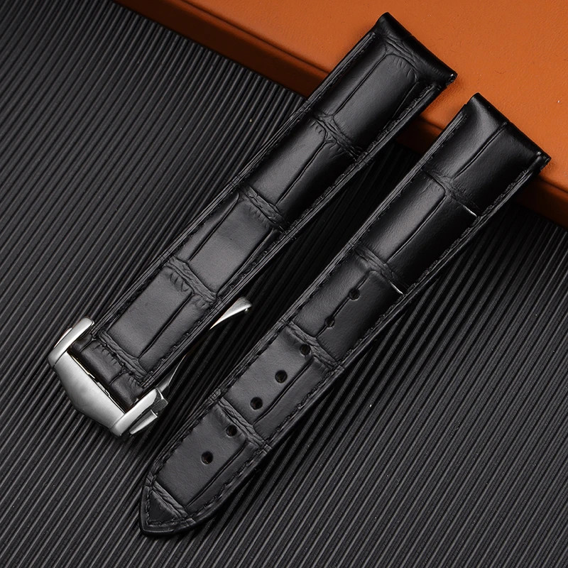 Genuine Leather Strap for Omega Seamaster Speedmaster Folding Buckle Bracelet Waterproof Calfskin