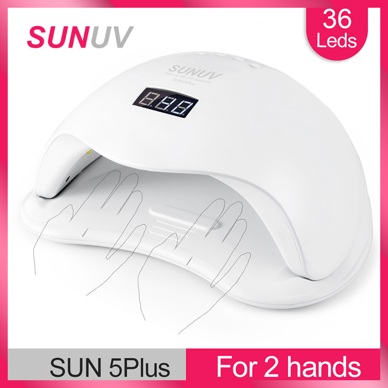SUNUV  SUN5Plus UV Led Lamp 48W Nail Dryer For Curing All Types Gel 99s Low Heat 36 Leds UV Lamp for