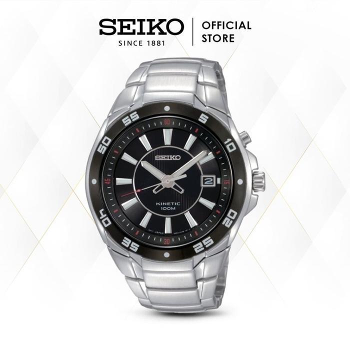 Jam Tangan Pria Seiko Kinetic Black Dial Stainless Steel SKA433 Original